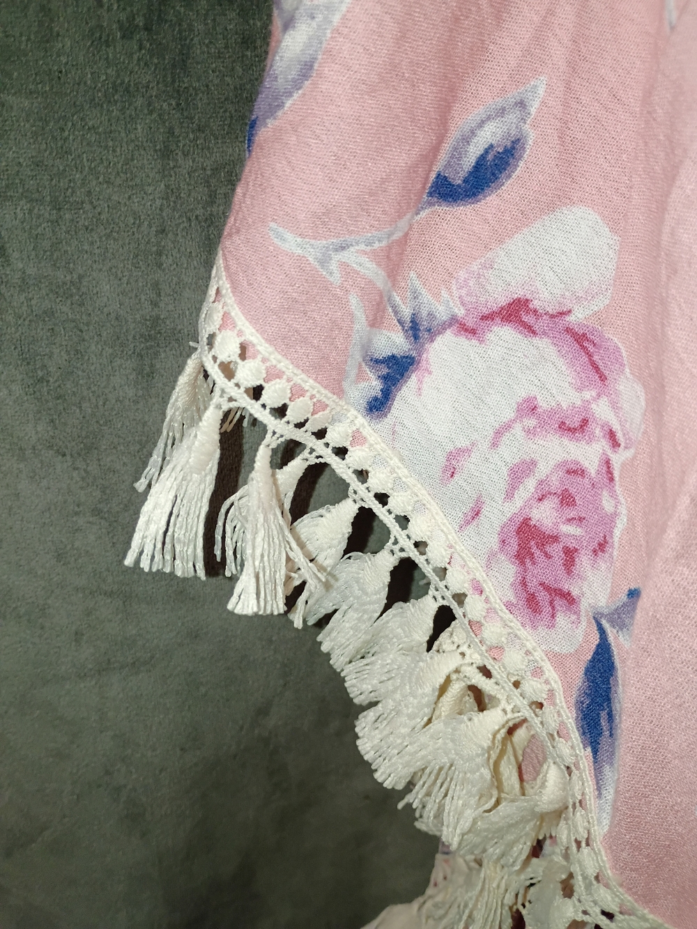 Umgee Pink Floral Fringe Boho Kimono Size XL/1X - Picture 3 of 9